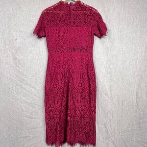 NWT Francesca’s Miami Hamilton Lace Midi Dress Sz M Burgundy Evening Party Date
